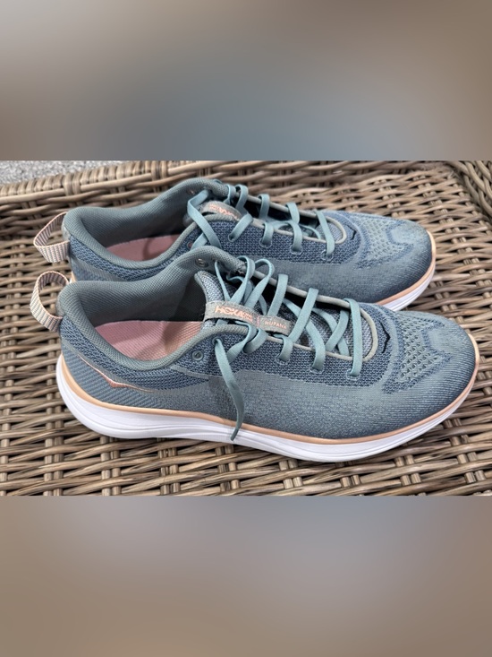 Hoka One One Shoes - Hoka Hupana Flow Women's Blue Knit Sneakers with Pink Accents size 10.5